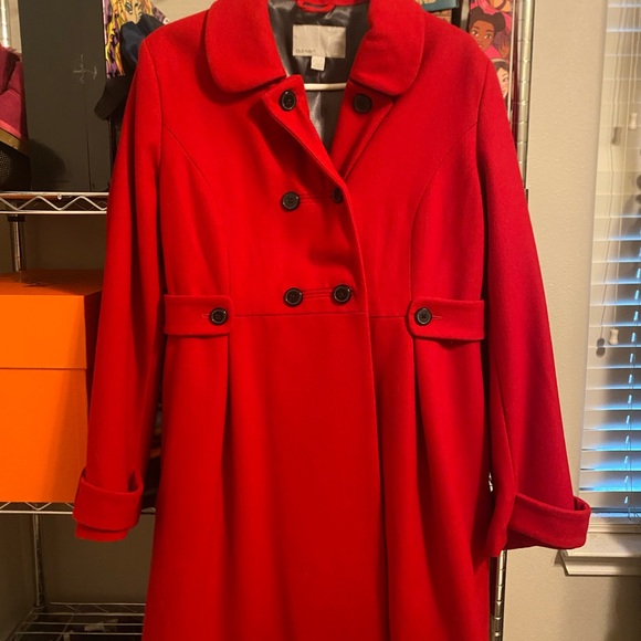 Old Navy Vibrant Red Double-Breasted Pea Coat - Picture 1 of 3